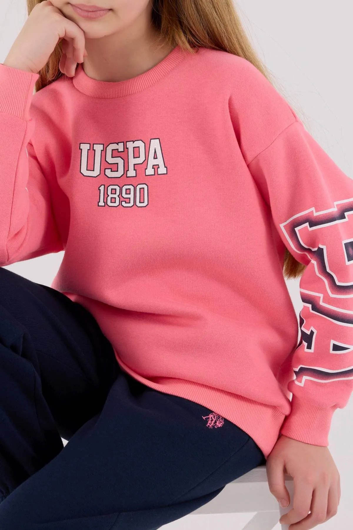 4-15 Yaş Lisanslı Us Polo Assn Kız Çocuk Takım-Pembe