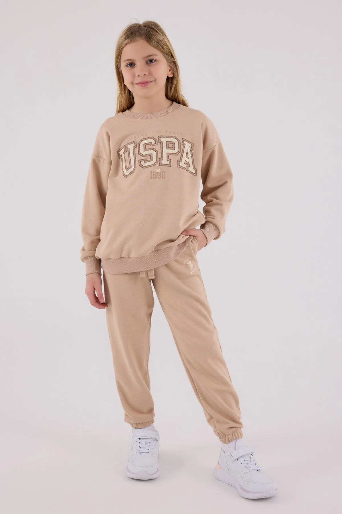 4-15 Yaş Lisanslı Us Polo Assn Kız Çocuk Takım-Latte