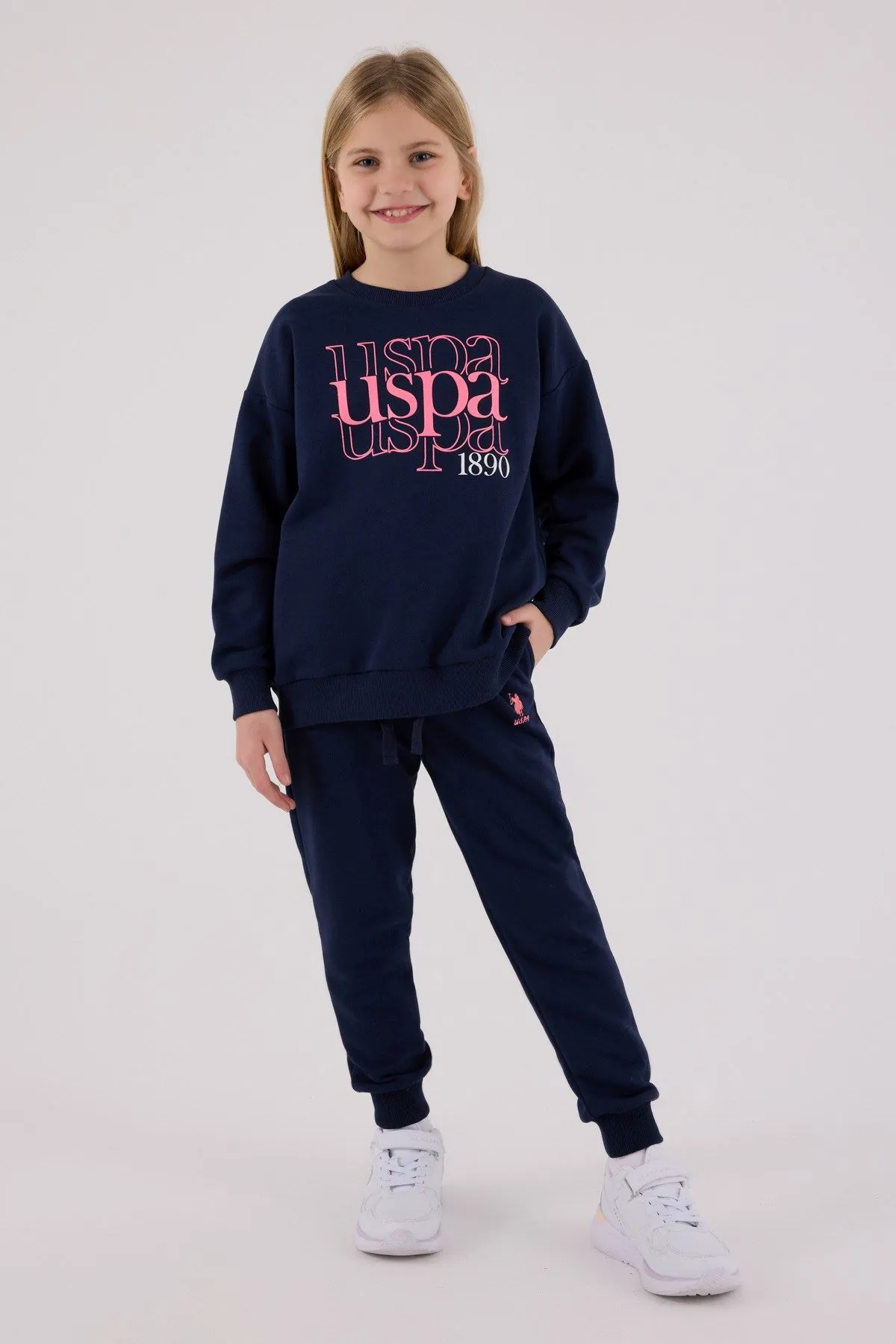 4-15 Yaş Lisanslı Us Polo Assn Kız Çocuk Takım-Lacivert