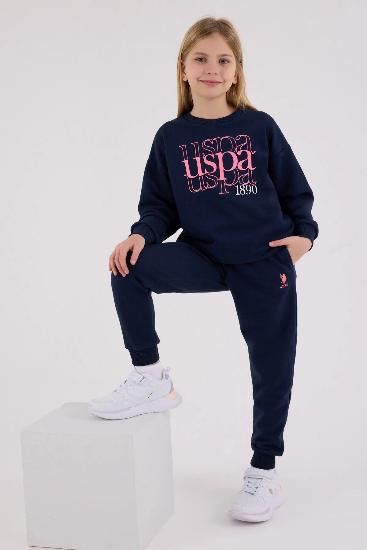4-15 Yaş Lisanslı Us Polo Assn Kız Çocuk Takım-Lacivert