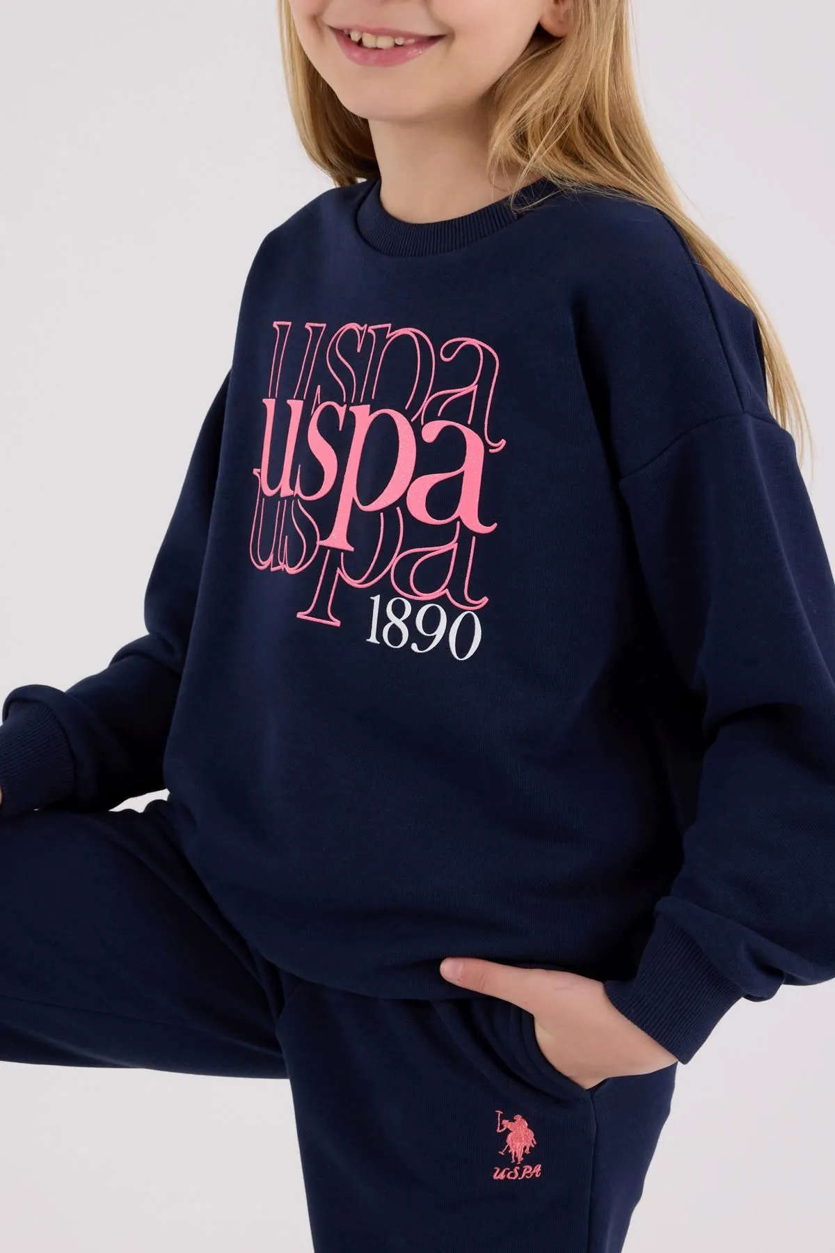 4-15 Yaş Lisanslı Us Polo Assn Kız Çocuk Takım-Lacivert