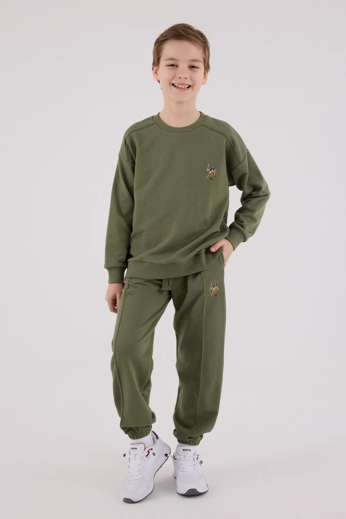 4-15 Yaş Lisanslı Us Polo Assn Erkek Çocuk Takım-Haki