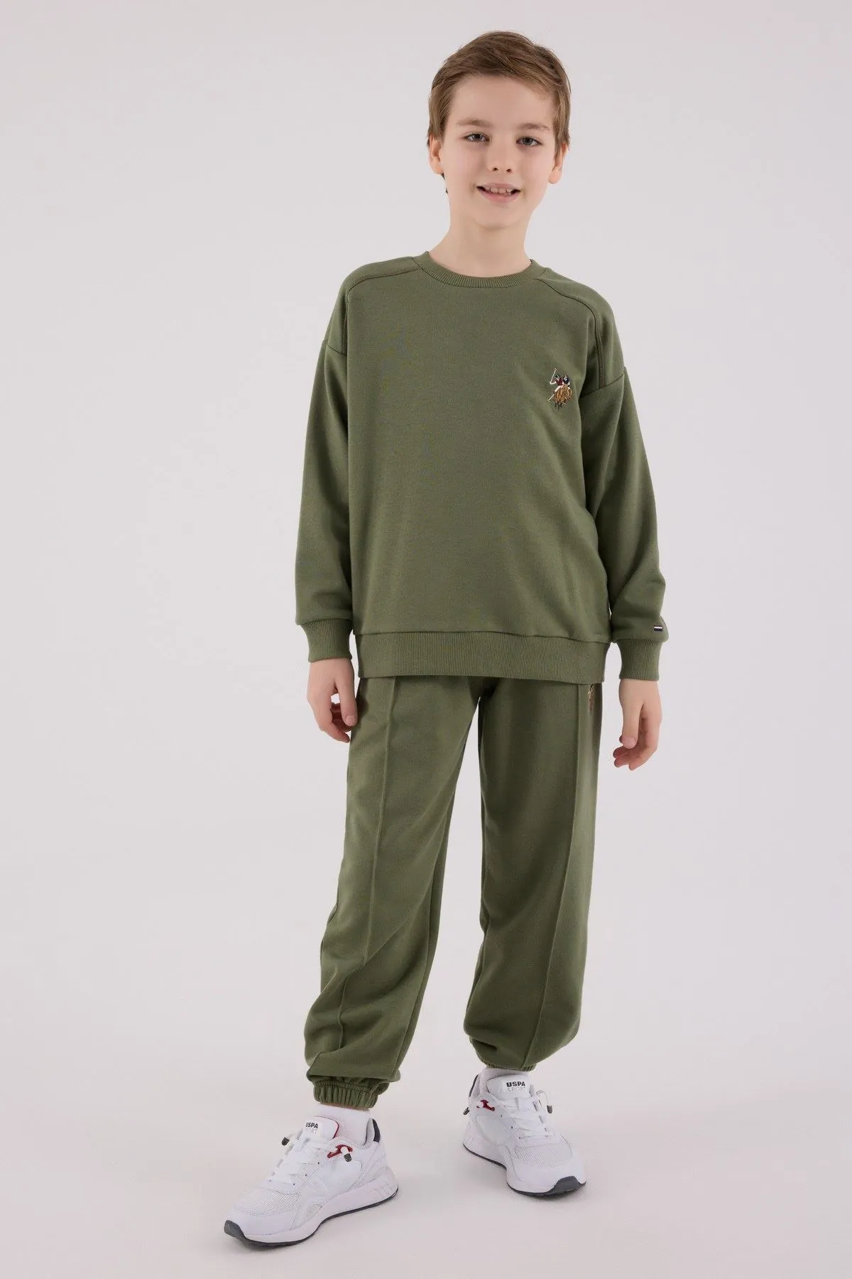 4-15 Yaş Lisanslı Us Polo Assn Erkek Çocuk Takım-Haki