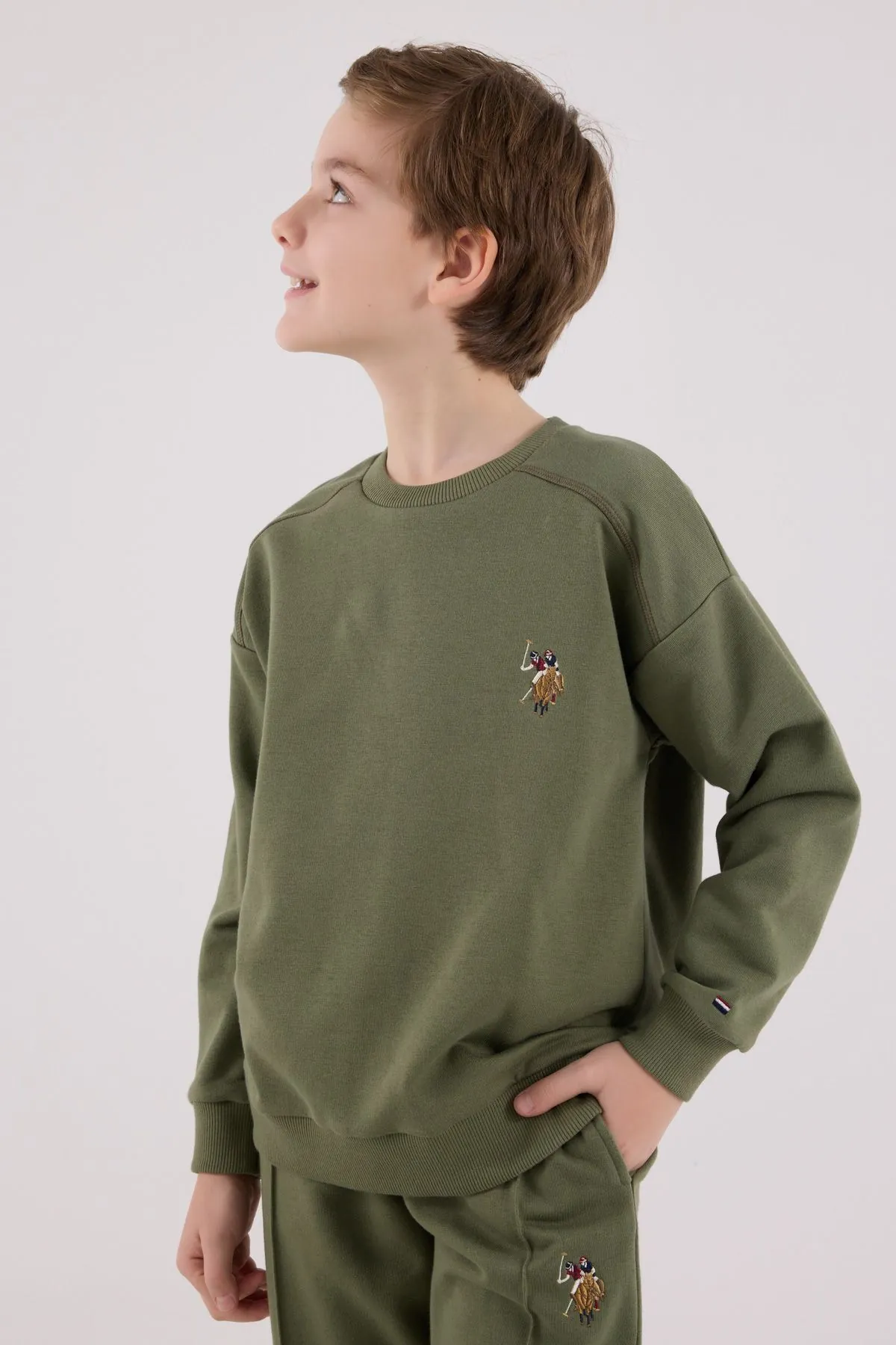 4-15 Yaş Lisanslı Us Polo Assn Erkek Çocuk Takım-Haki