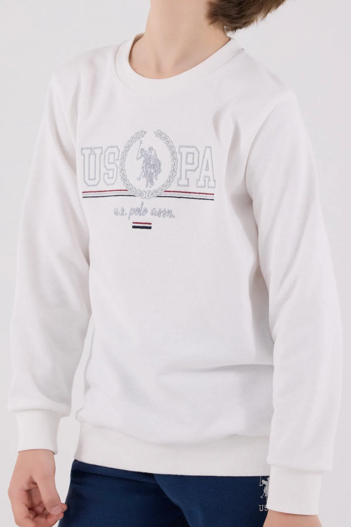 4-15 Yaş Lisanslı Us Polo Assn Erkek Çocuk Takım-Ekru