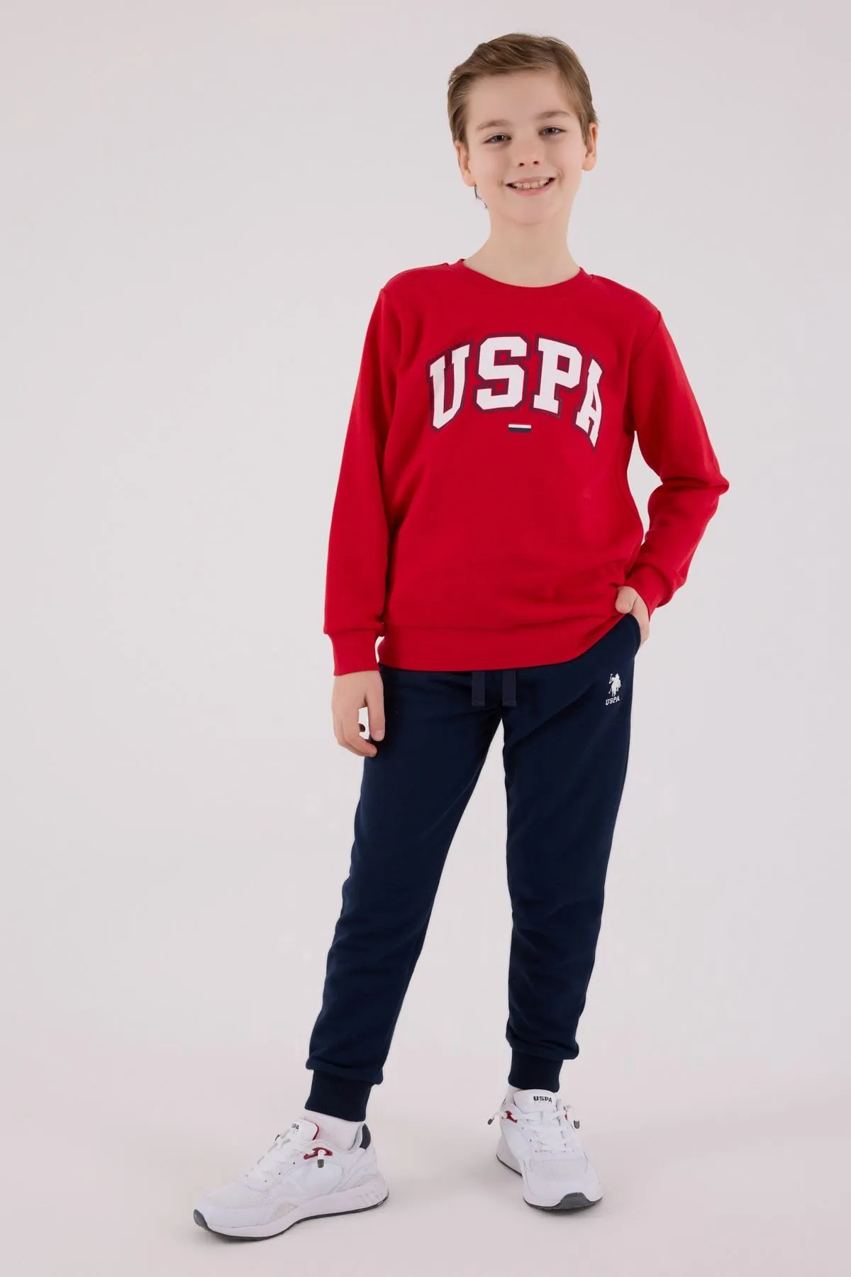 4-15 Yaş Lisanslı Us Polo Assn Erkek Çocuk Takım-Kırmızı