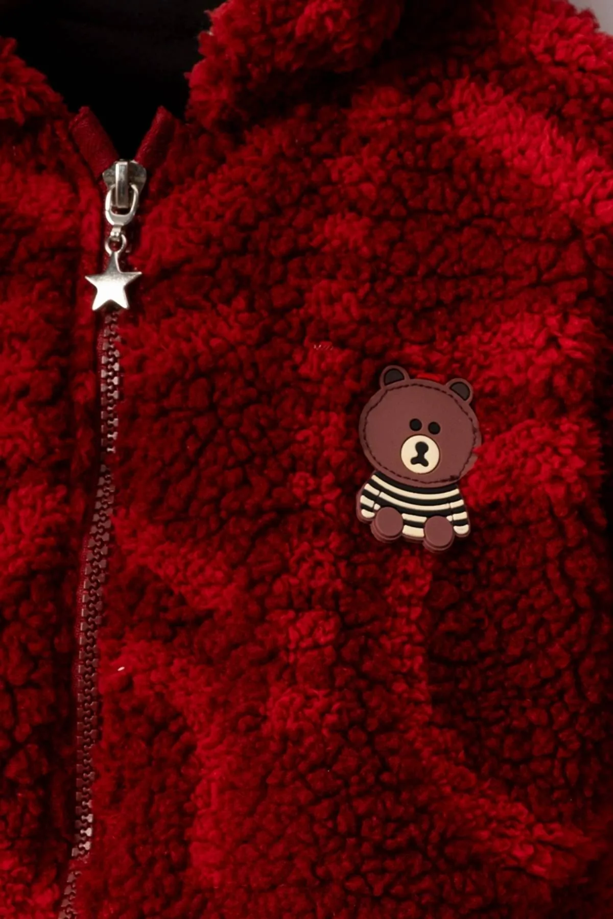 9-24 Ay Teddy Luxe Kız Bebek Mont-Kırmızı