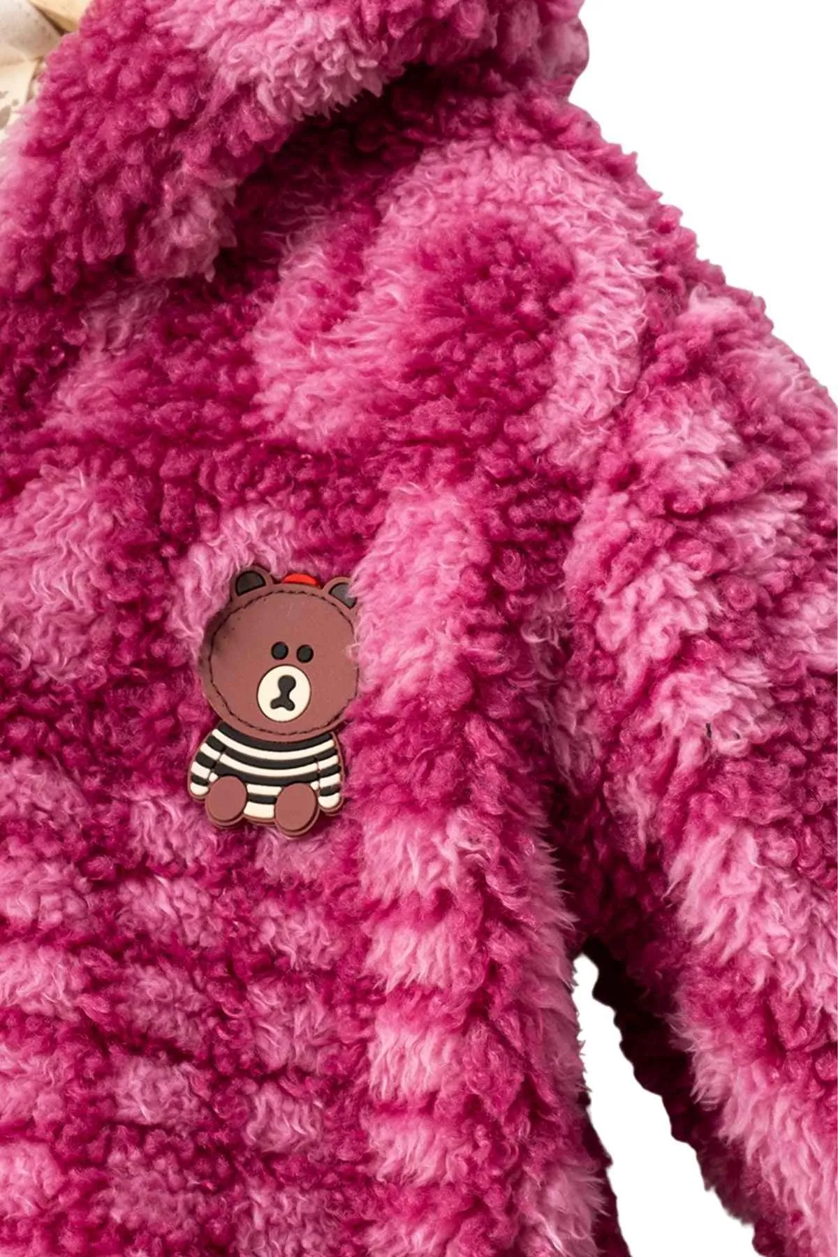 9-24 Ay Teddy Luxe Kız Bebek Mont-Fuşya