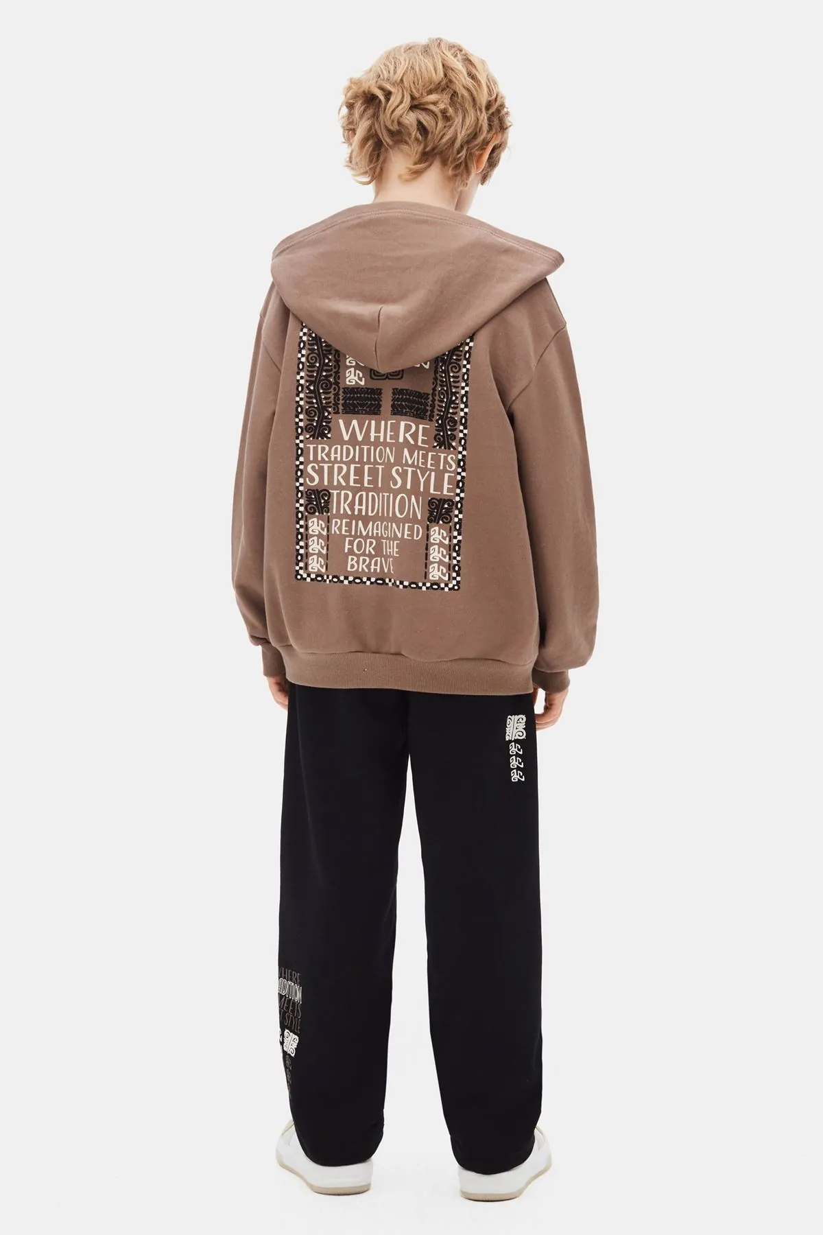 8-14 Yaş Street Style Erkek Çocuk 3'Lü Takım-Mocca