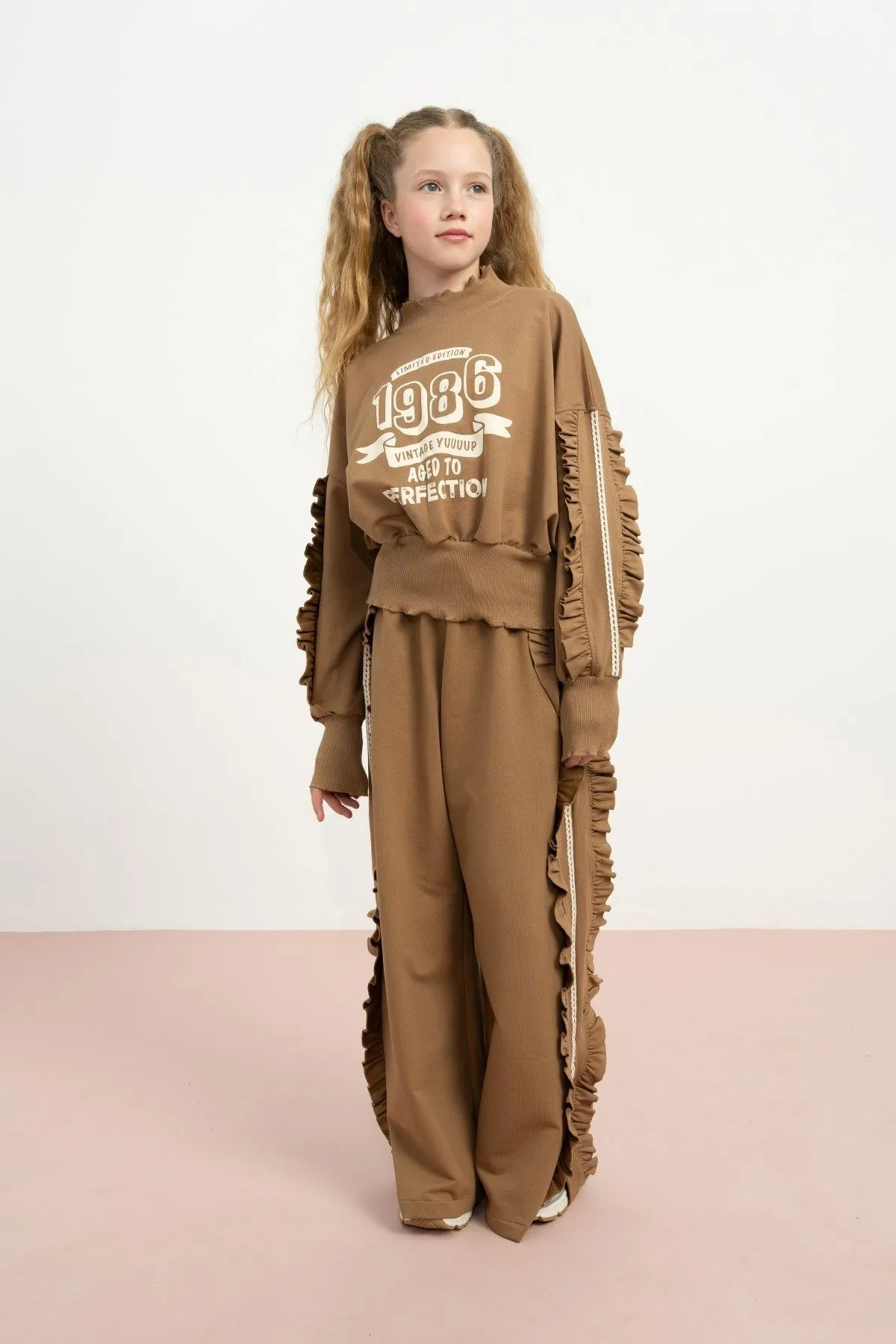 9-15 Yaş Vıntage Perfection Kız Çocuk Takım-Camel