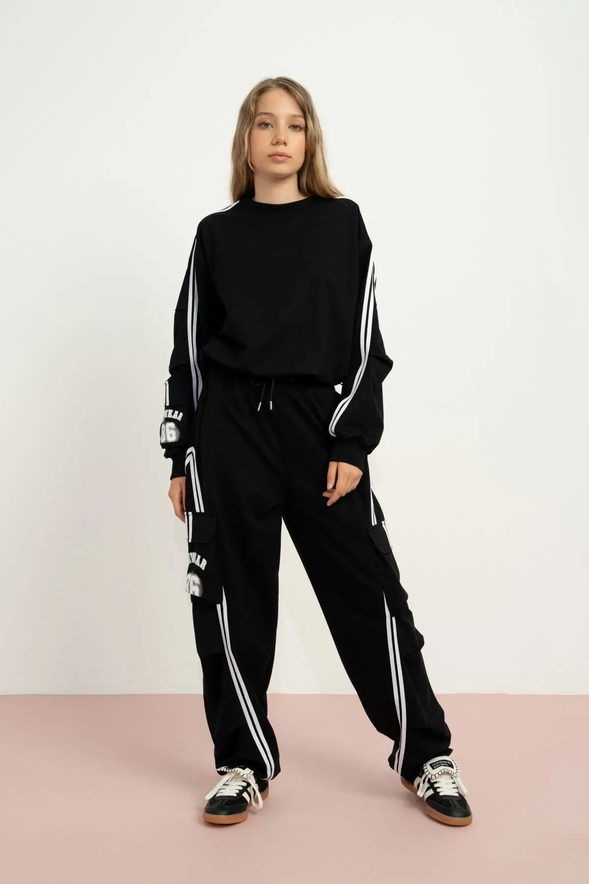 9-15 Yaş Uniwear Luna Kız Çocuk Takım-Siyah
