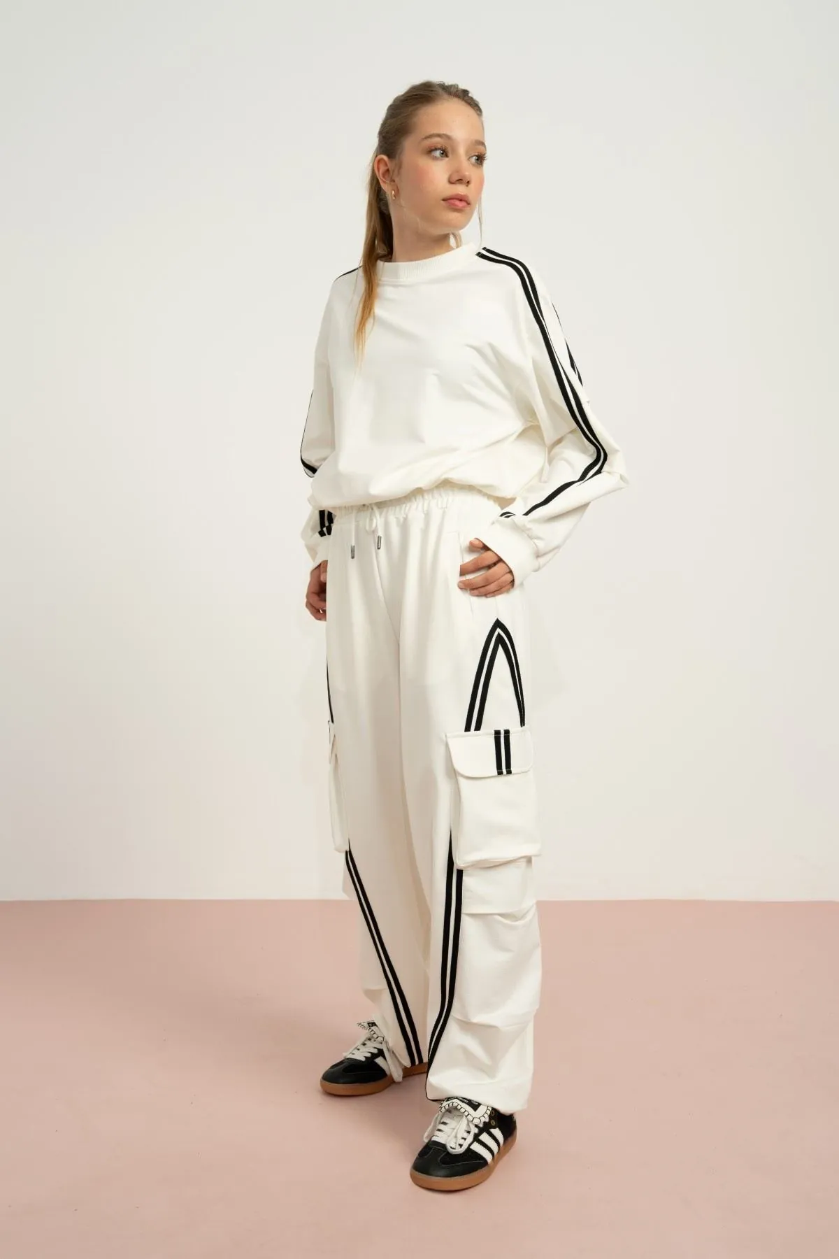 9-15 Yaş Uniwear Luna Kız Çocuk Takım-Ekru