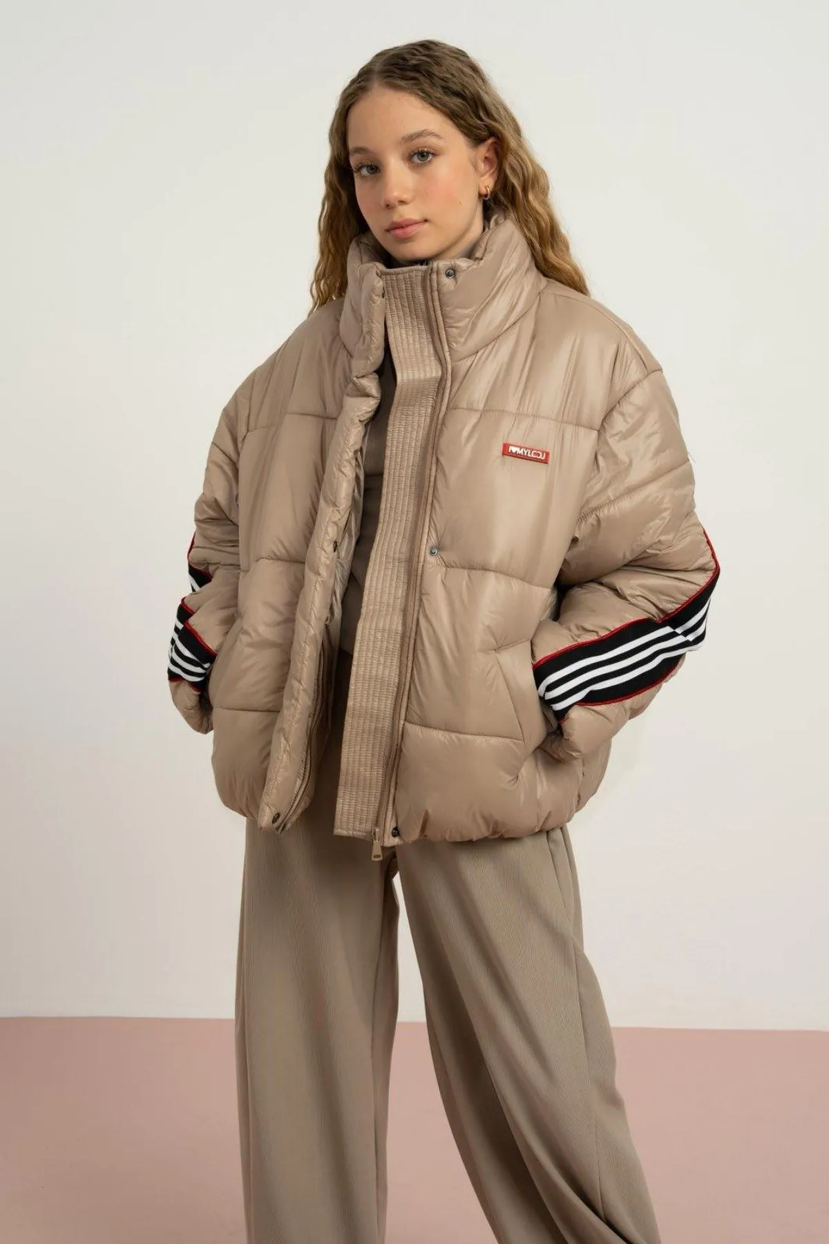 9-15 Yaş Northlight Premium Kız Çocuk Dolgulu Mont-Latte