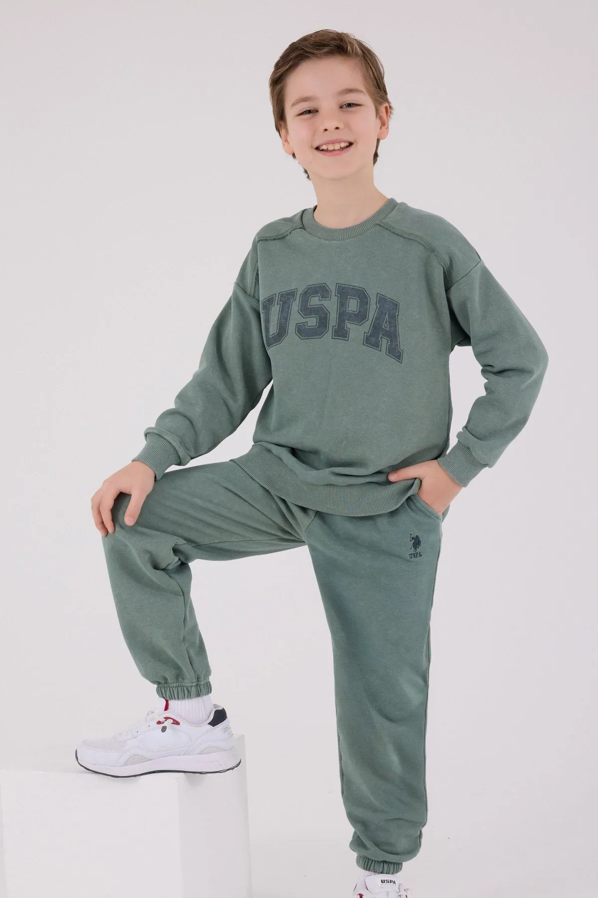 4-15 Yaş Lisanslı Us Polo Assn Erkek Çocuk Takım-Haki