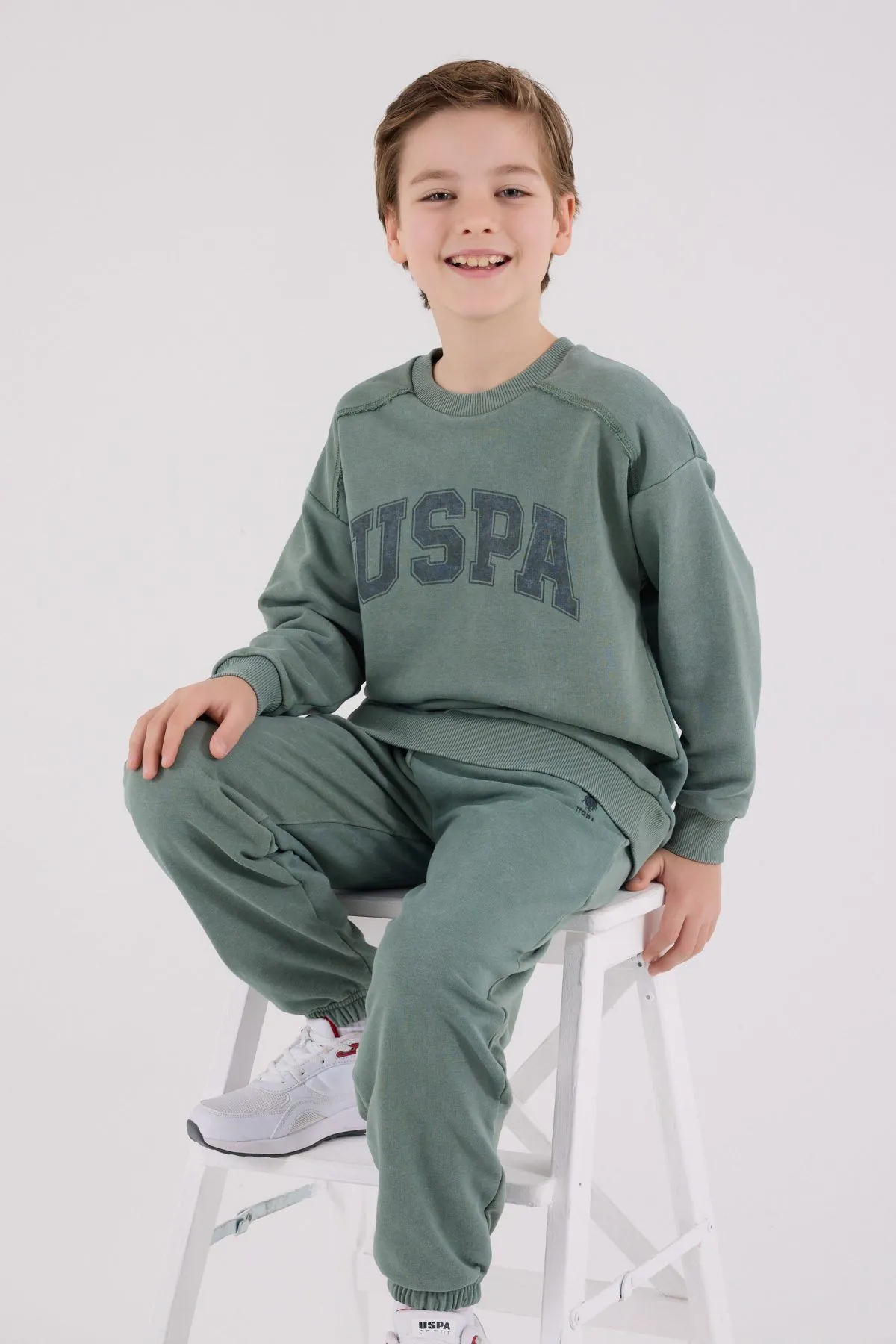 4-15 Yaş Lisanslı Us Polo Assn Erkek Çocuk Takım-Haki