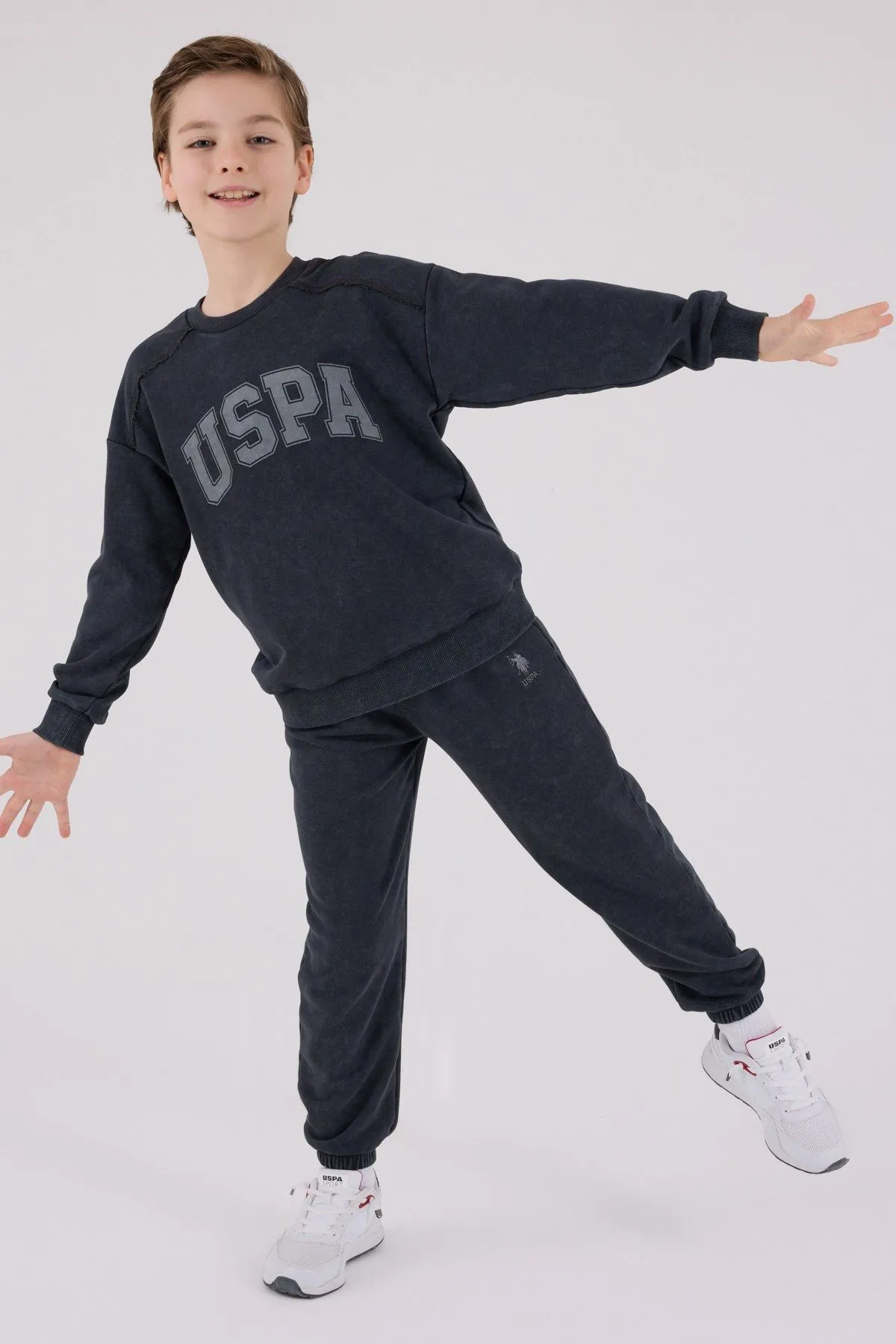 4-15 Yaş Lisanslı Us Polo Assn Erkek Çocuk Takım-Antrasit