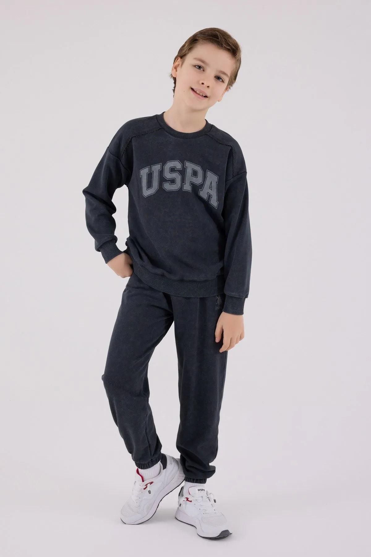 4-15 Yaş Lisanslı Us Polo Assn Erkek Çocuk Takım-Antrasit