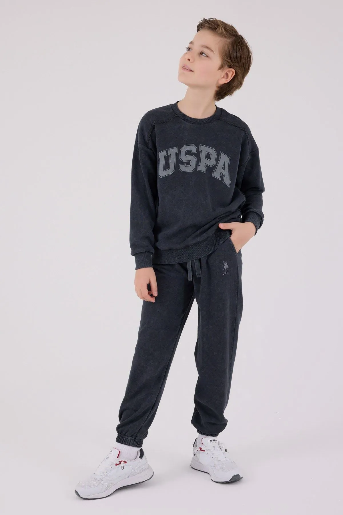 4-15 Yaş Lisanslı Us Polo Assn Erkek Çocuk Takım-Antrasit