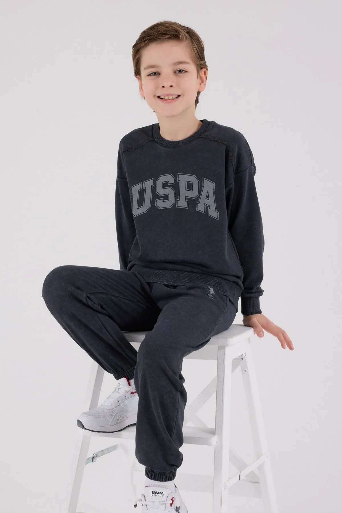 4-15 Yaş Lisanslı Us Polo Assn Erkek Çocuk Takım-Antrasit