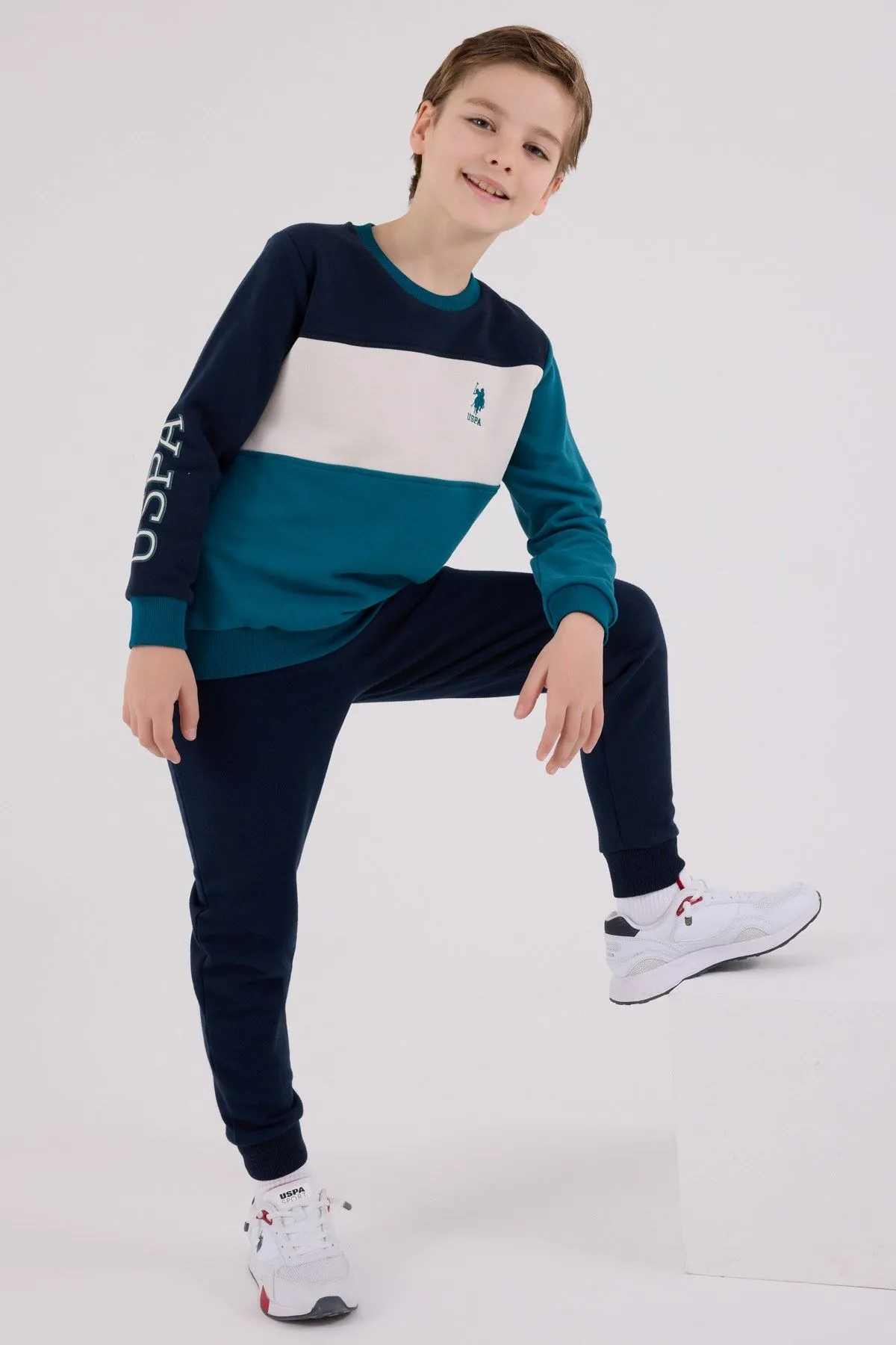 4-15 Yaş Lisanslı Us Polo Assn Erkek Çocuk Takım-Petrol