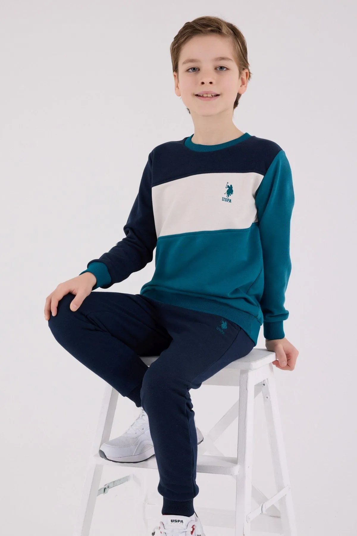 4-15 Yaş Lisanslı Us Polo Assn Erkek Çocuk Takım-Petrol