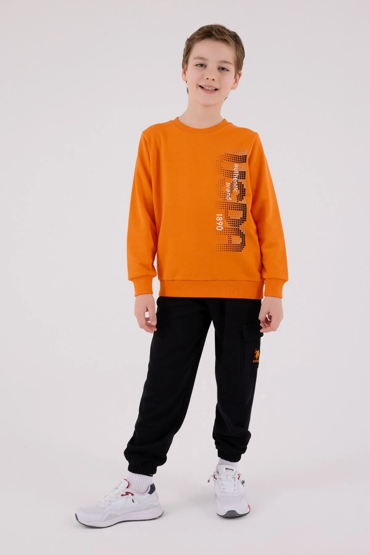 4-15 Yaş Lisanslı Us Polo Assn Erkek Çocuk Takım-Oranj