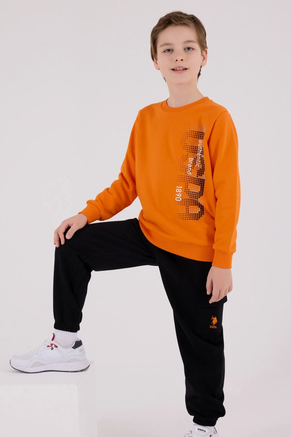 4-15 Yaş Lisanslı Us Polo Assn Erkek Çocuk Takım-Oranj