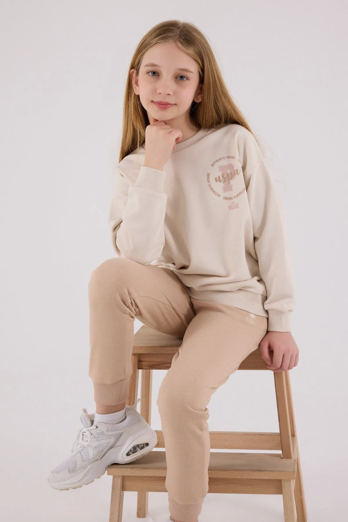 4-15 Yaş Lisanslı Us Polo Assn Kız Çocuk Takım-Latte