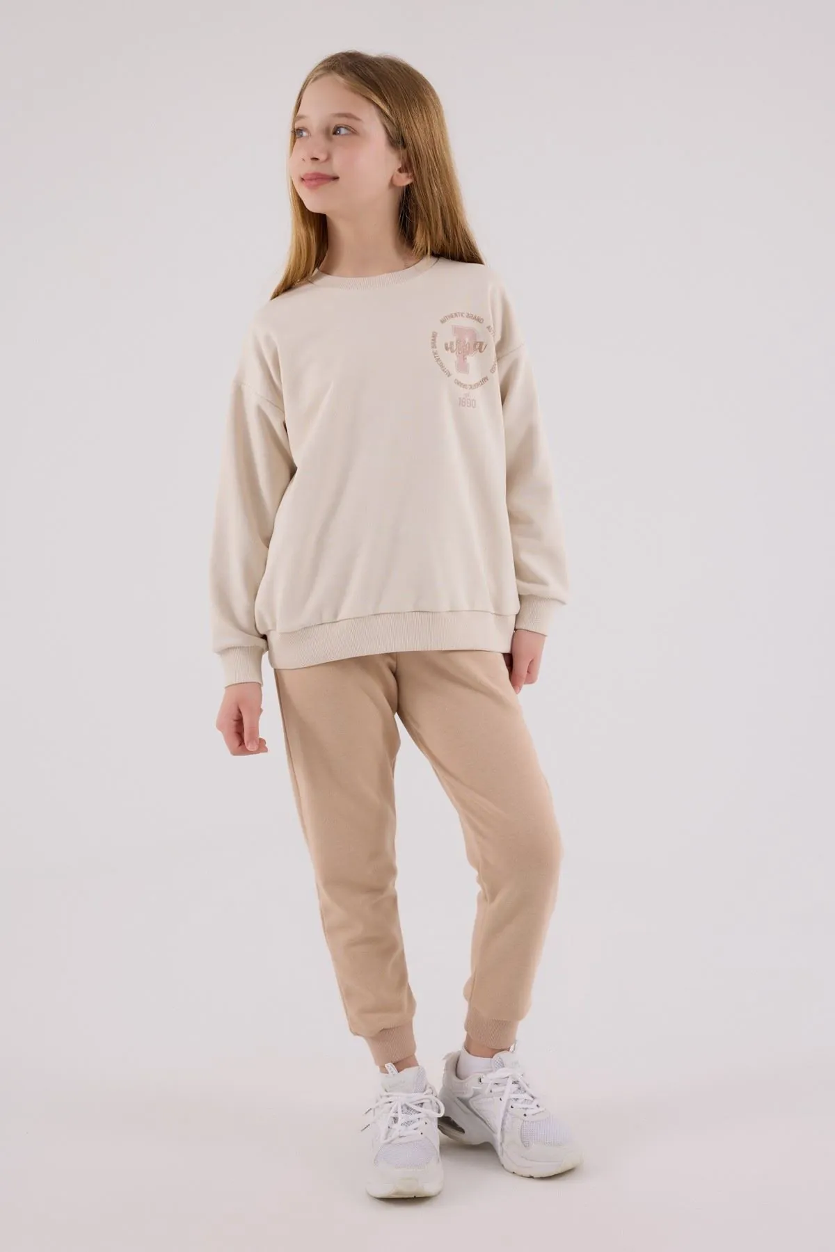 4-15 Yaş Lisanslı Us Polo Assn Kız Çocuk Takım-Latte