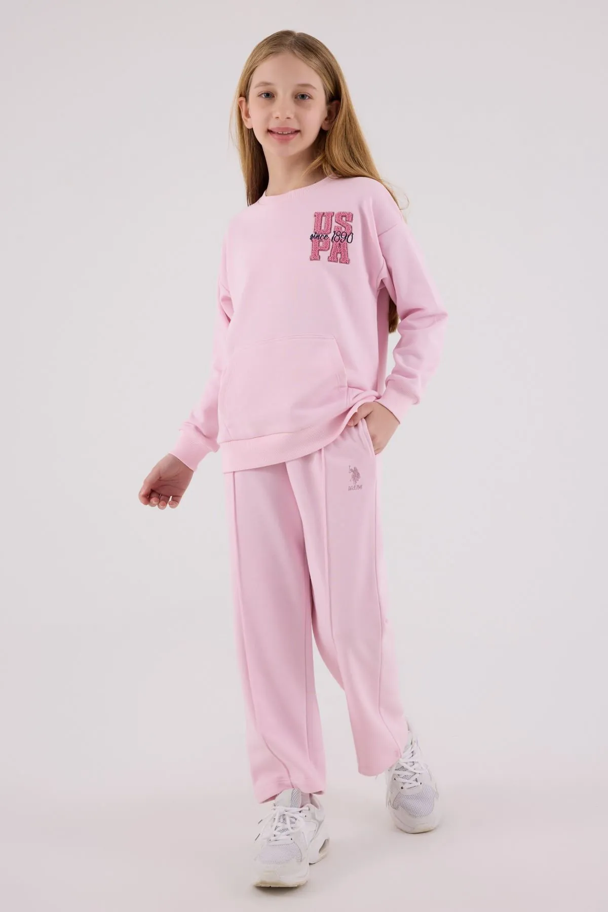 4-15 Yaş Lisanslı Us Polo Assn Kız Çocuk Takım-Şeker Pembe
