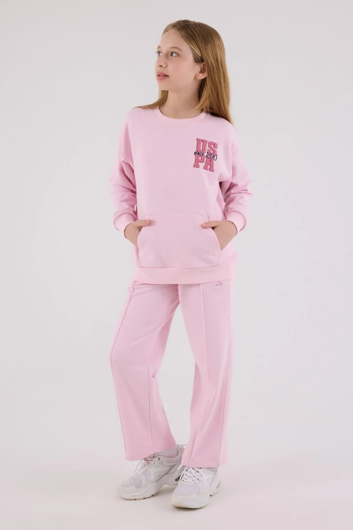 4-15 Yaş Lisanslı Us Polo Assn Kız Çocuk Takım-Şeker Pembe