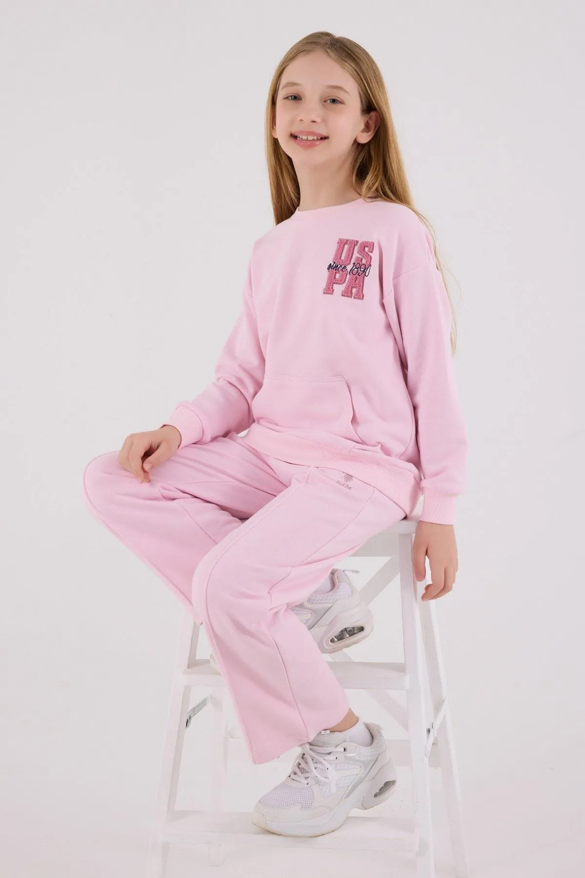 4-15 Yaş Lisanslı Us Polo Assn Kız Çocuk Takım-Şeker Pembe