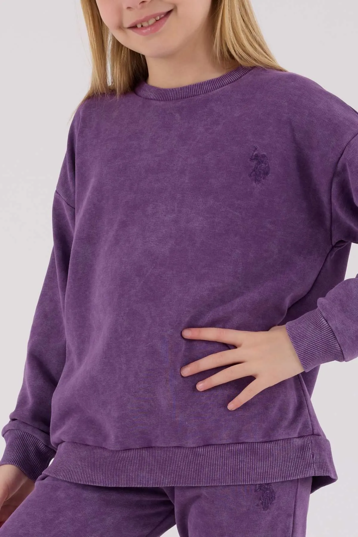 4-15 Yaş Lisanslı Us Polo Assn Kız Çocuk Takım-Mor