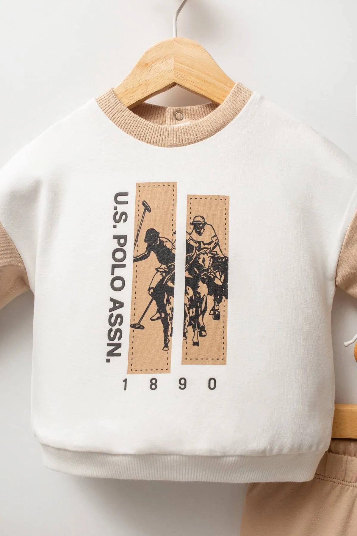 6-36 Ay Lisanslı Us Polo Assn Erkek Bebek Takım-Ekru