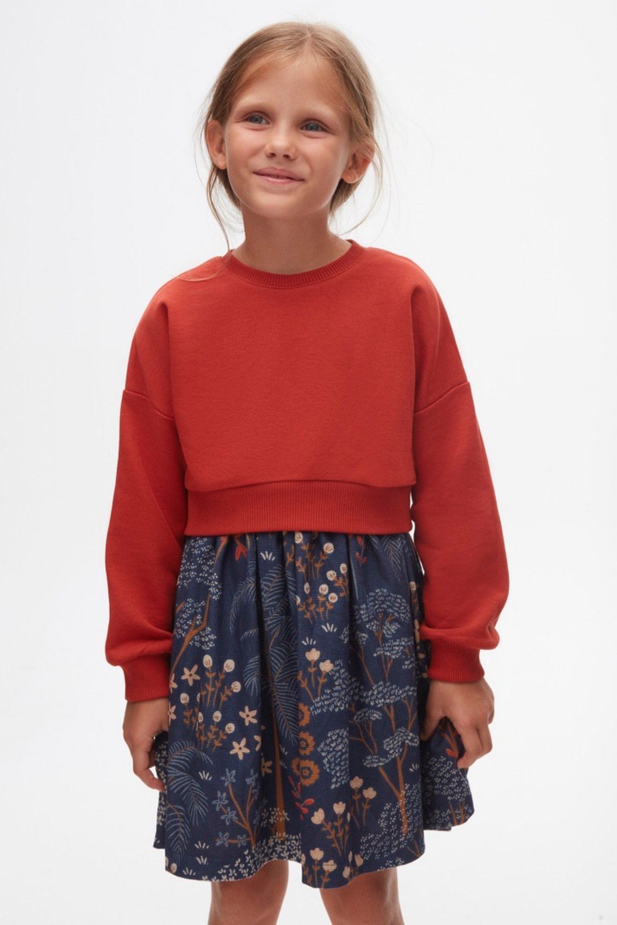 4-8 Yaş Wintage Premium Kız Çocuk Sweat Elbise-
