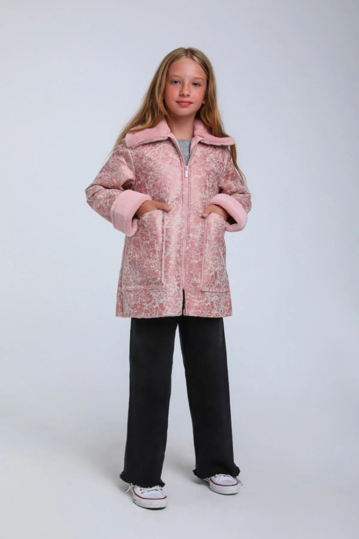 8-14 Yaş Luxe Aurora Kız Çocuk Mont-Pembe