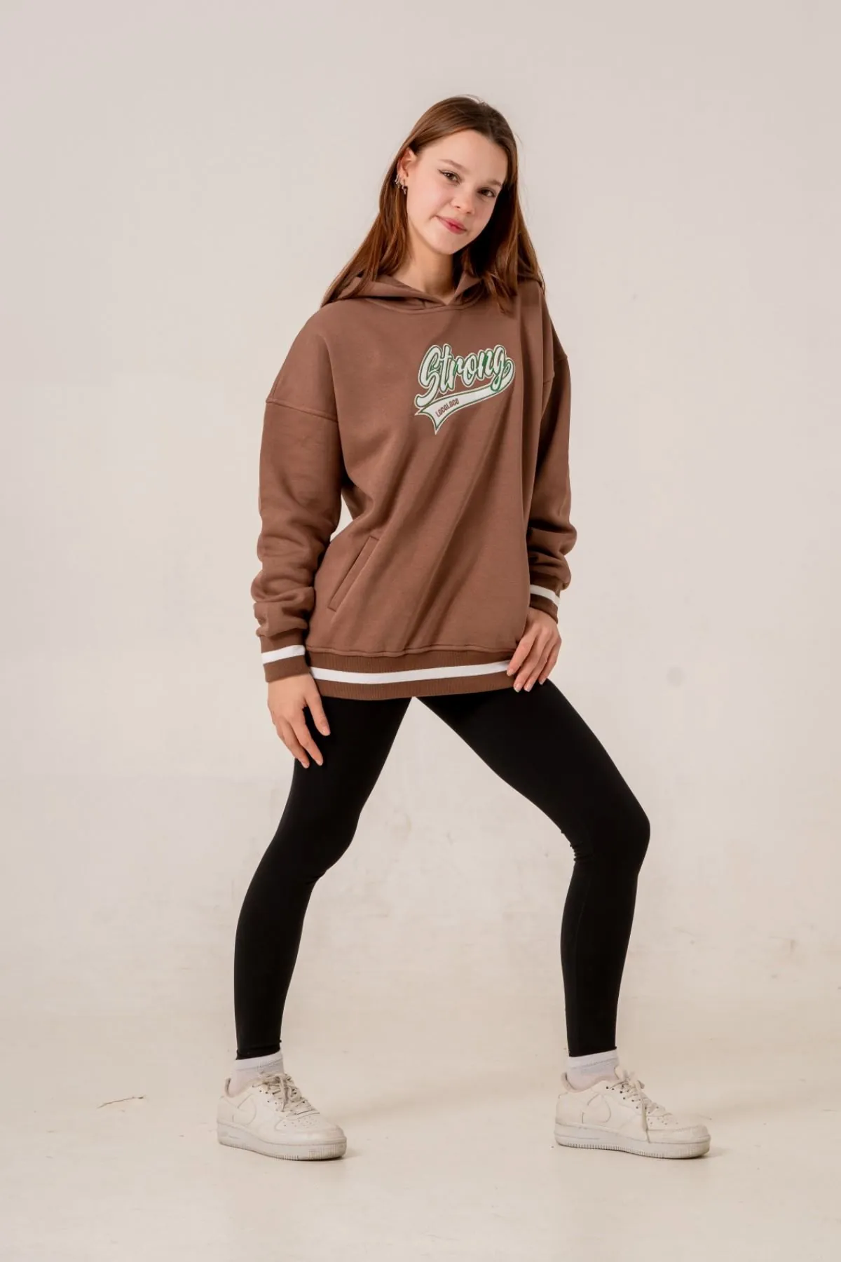 9-15 Yaş Unıque Strong Kız Çocuk Sweatshırt -Modern Latte