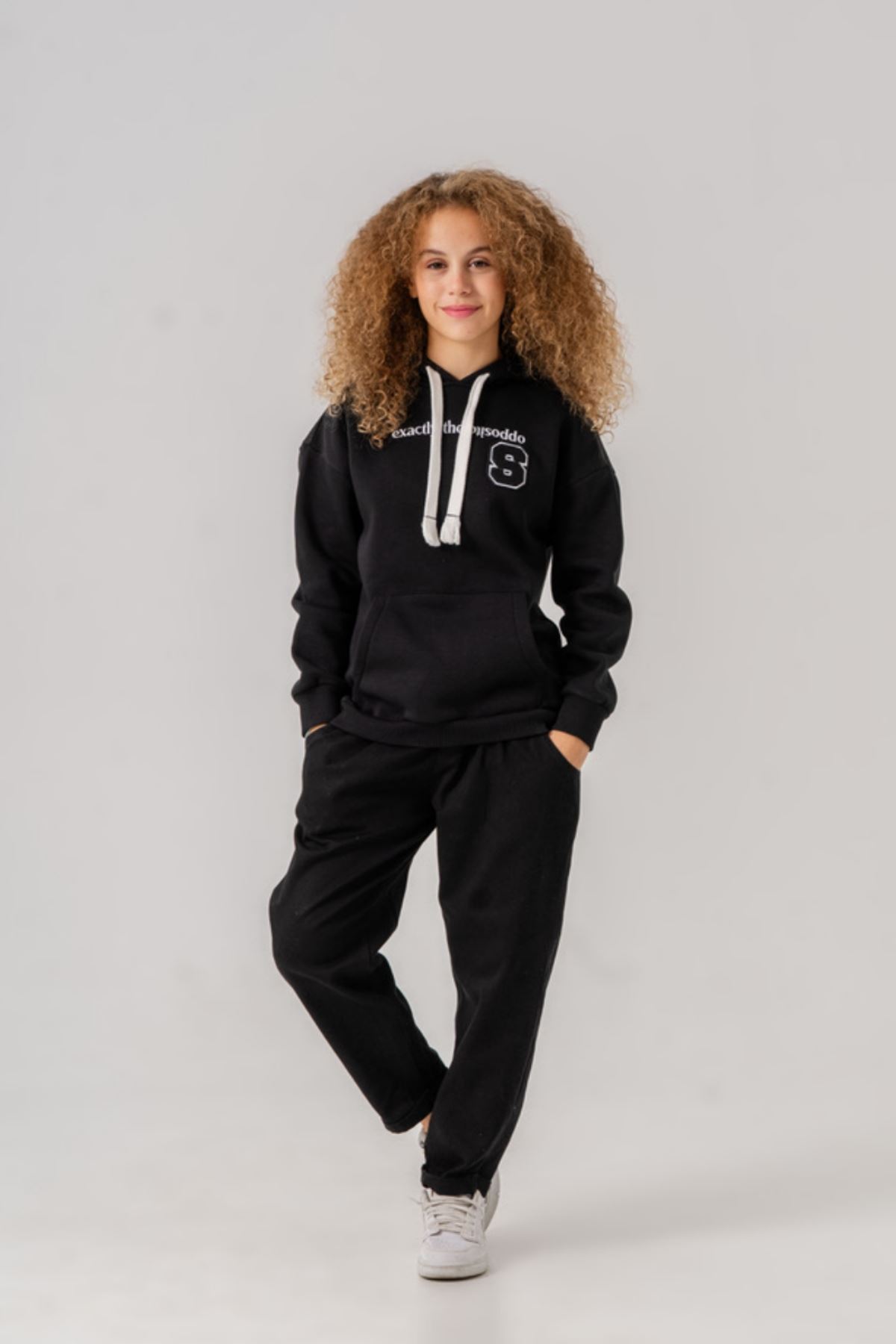 7-14 Yaş Exactly Soddo Kız Çocuk Sweatshırt- Siyah