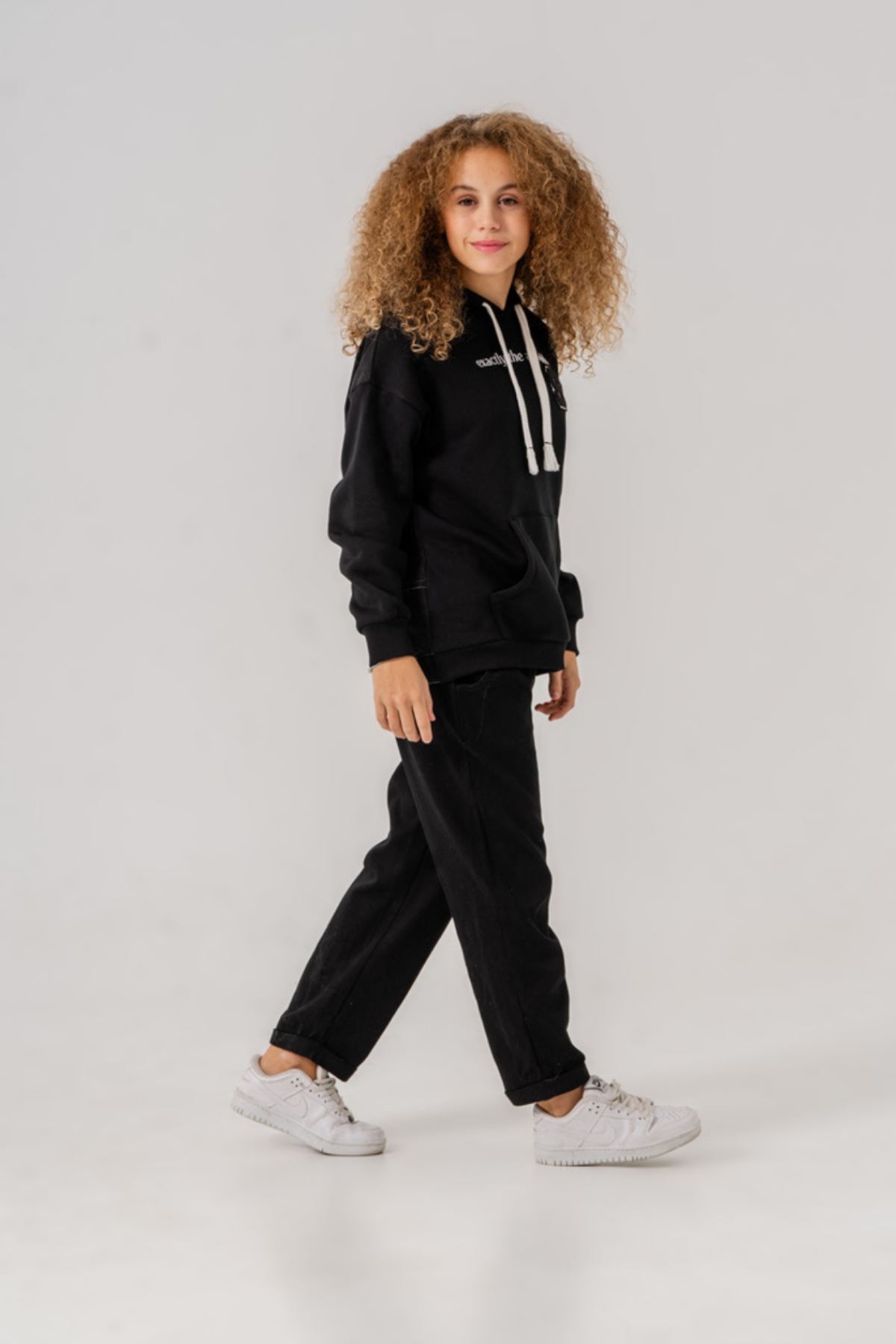 7-14 Yaş Exactly Soddo Kız Çocuk Sweatshırt- Siyah