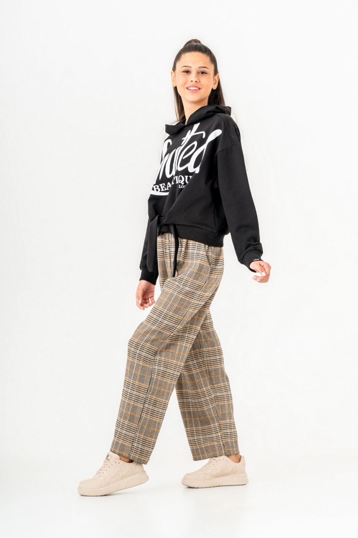 10-15 Yaş Limited Cool Design Kız Çocuk Eşofman Takım -Siyah