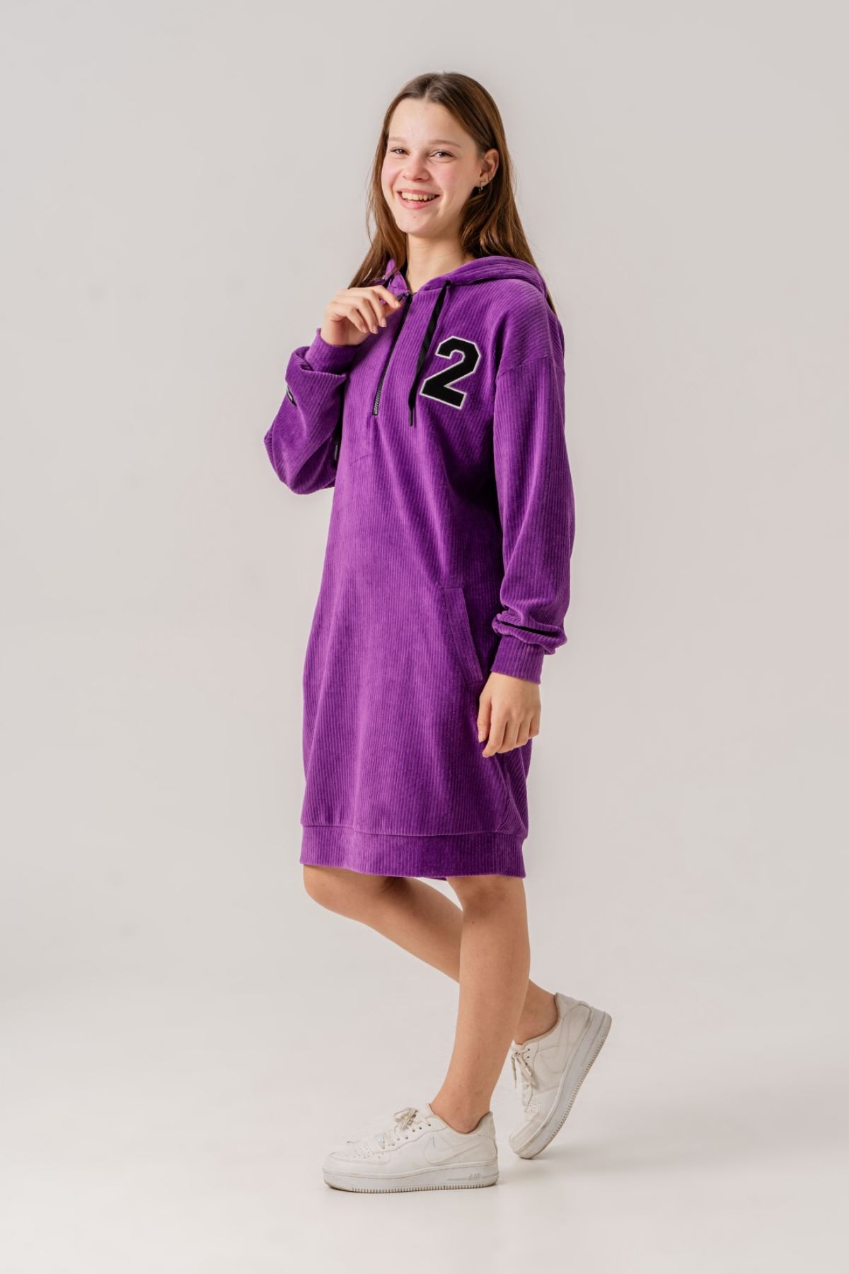 8-15 Yaş Moncelo de Velvet Kız Çocuk Elbise -Mor