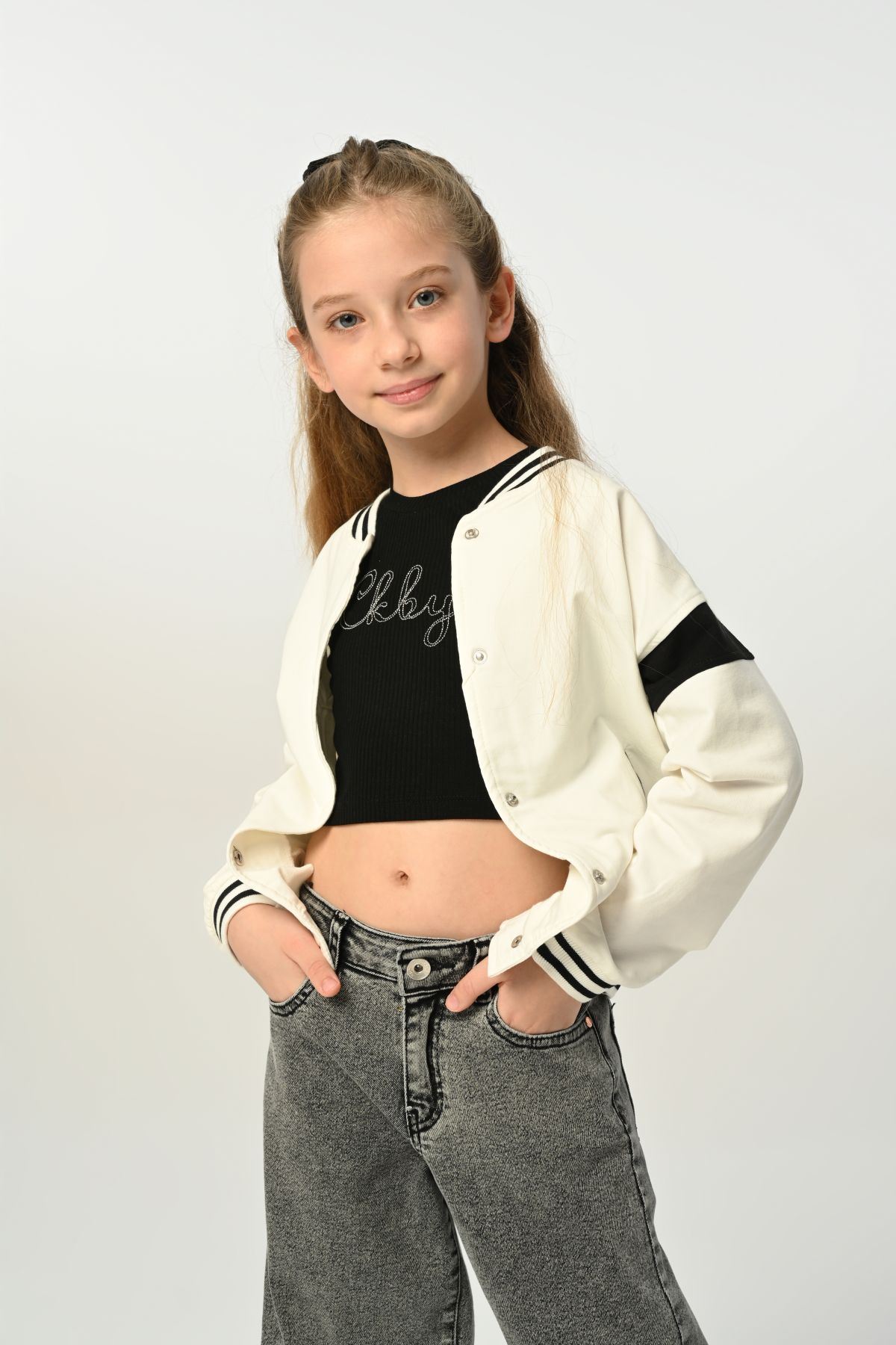 3-8 Yaş Mira Kız Çocuk 3'Lü Takım -Ekru