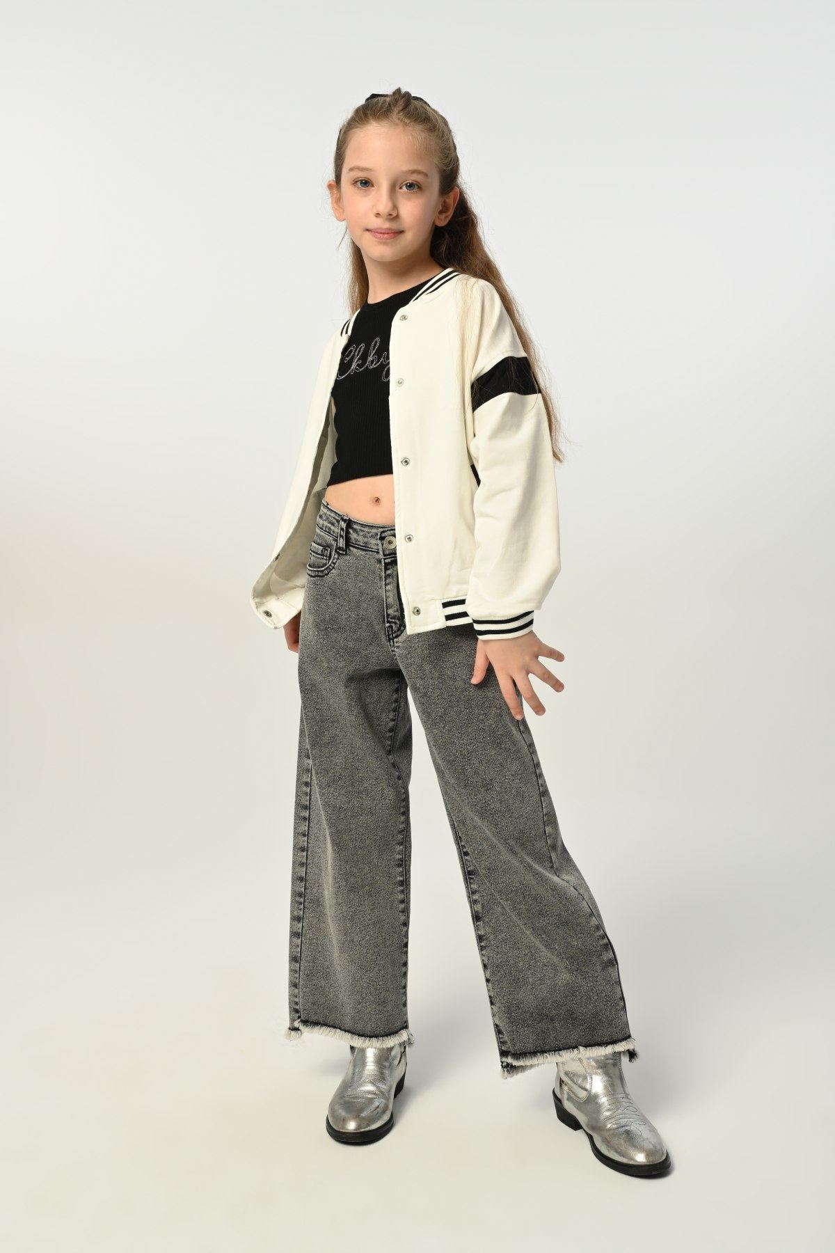 3-8 Yaş Mira Kız Çocuk 3'Lü Takım -Ekru