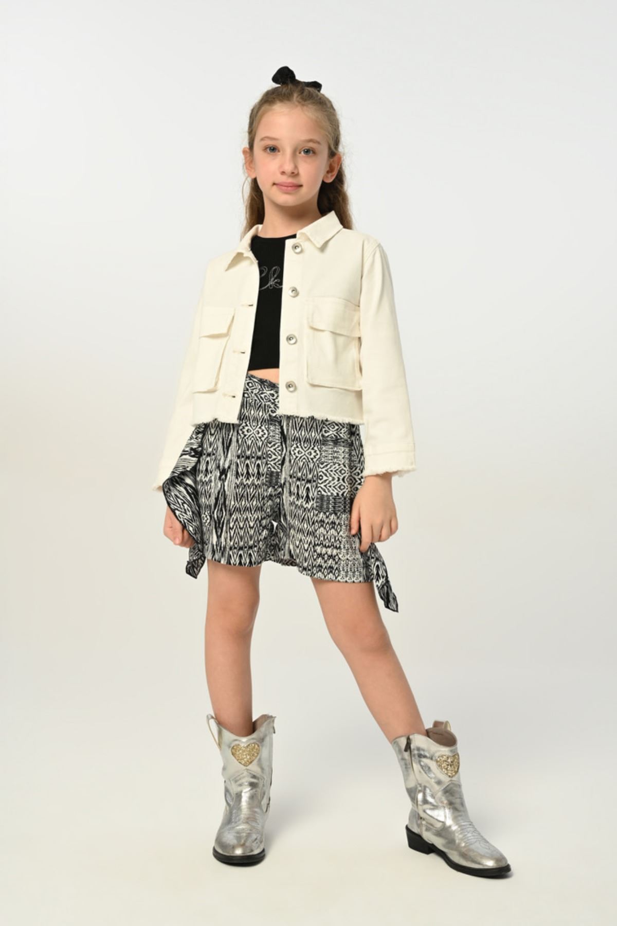 3-8 Yaş Borçka Kız Çocuk 3'Lü Takım -Ekru