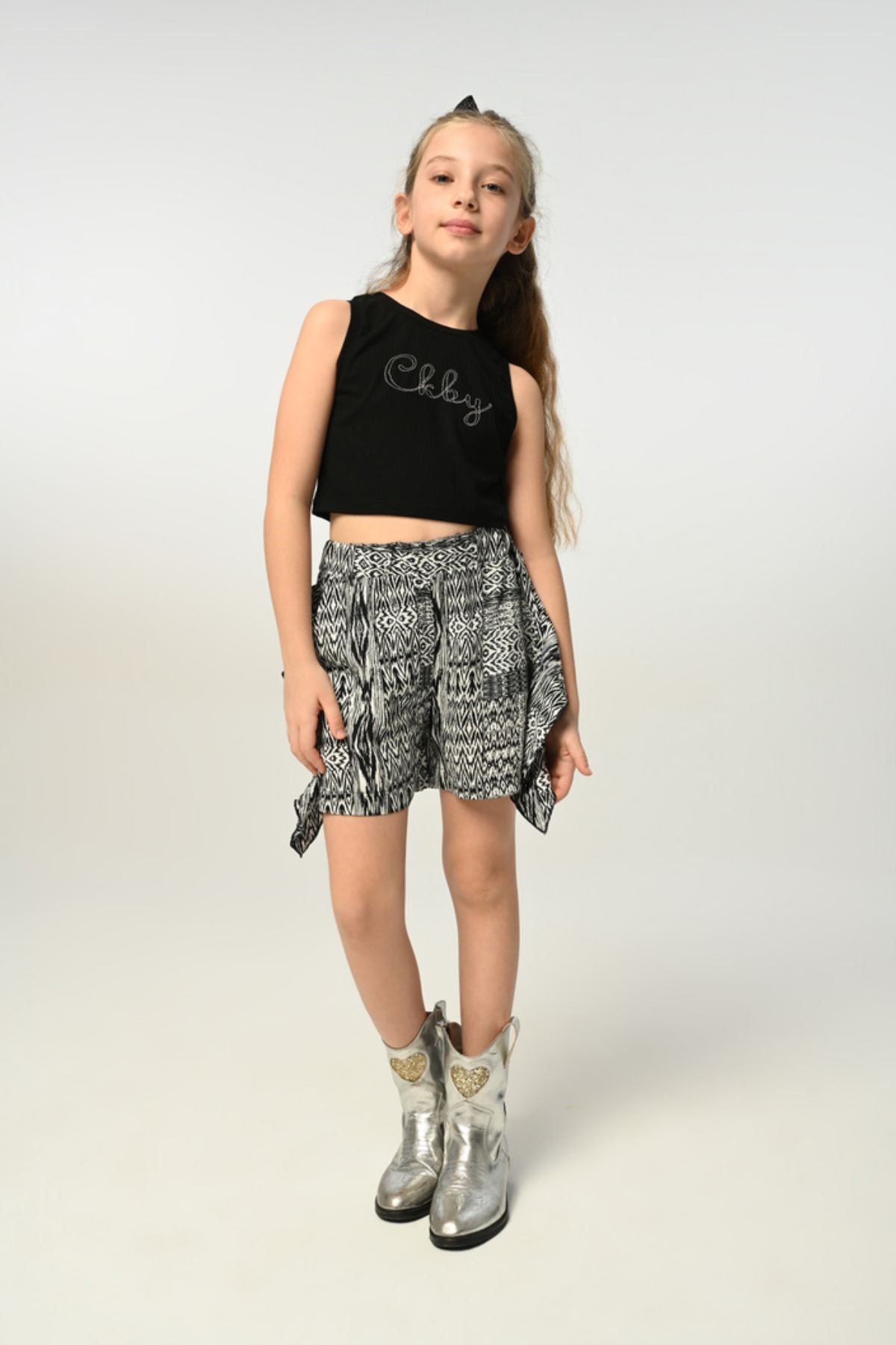 3-8 Yaş Borçka Kız Çocuk 3'Lü Takım -Ekru