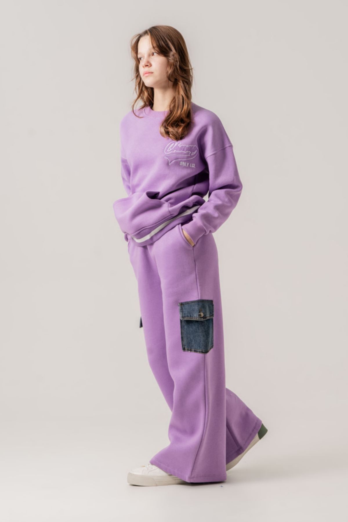 9-15 Yaş Champ Mussness Kız Çocuk Pantolon-Lila