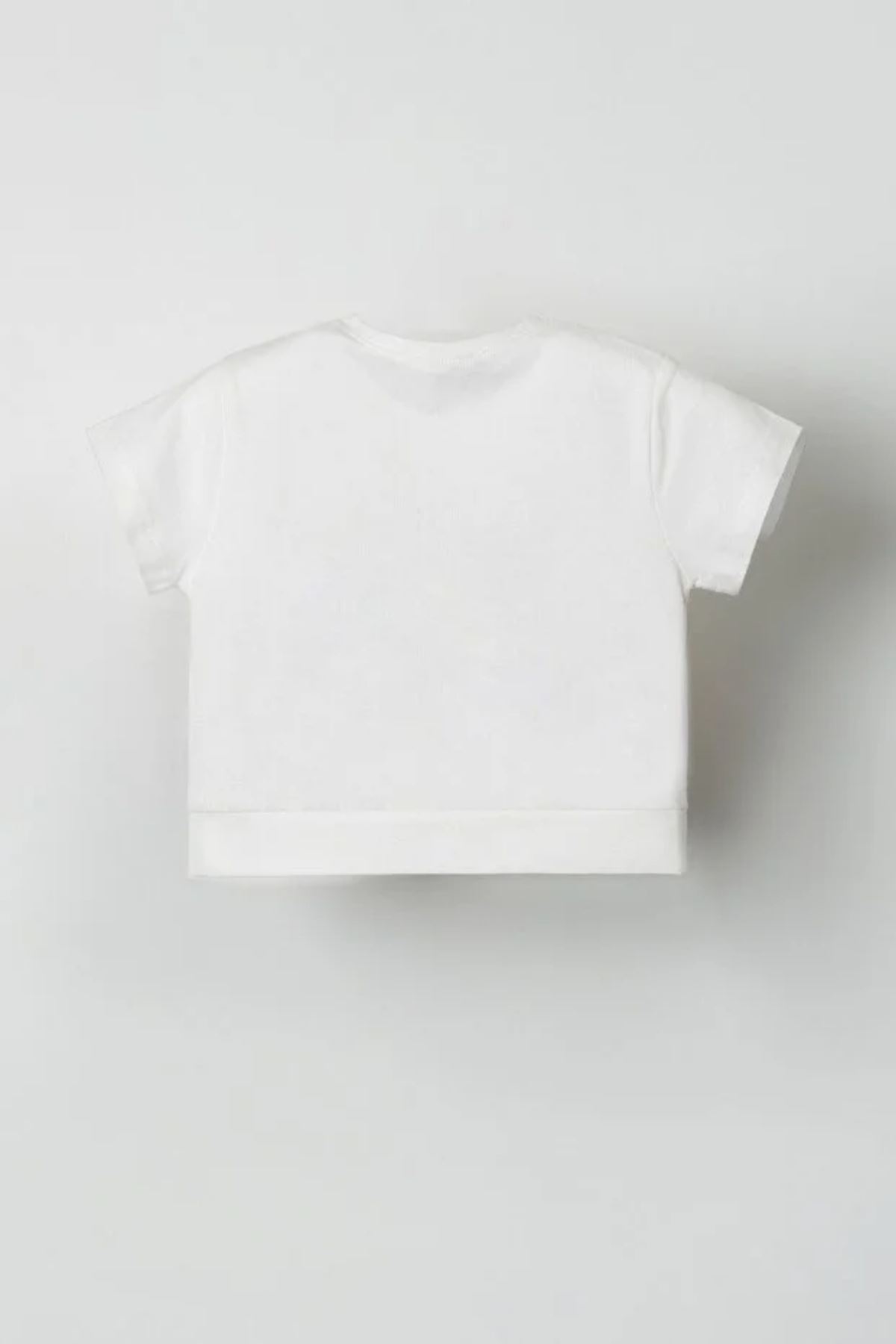 4-8 Yaş Line Whıte Que Kız Çocuk T-Shirt-Ekru