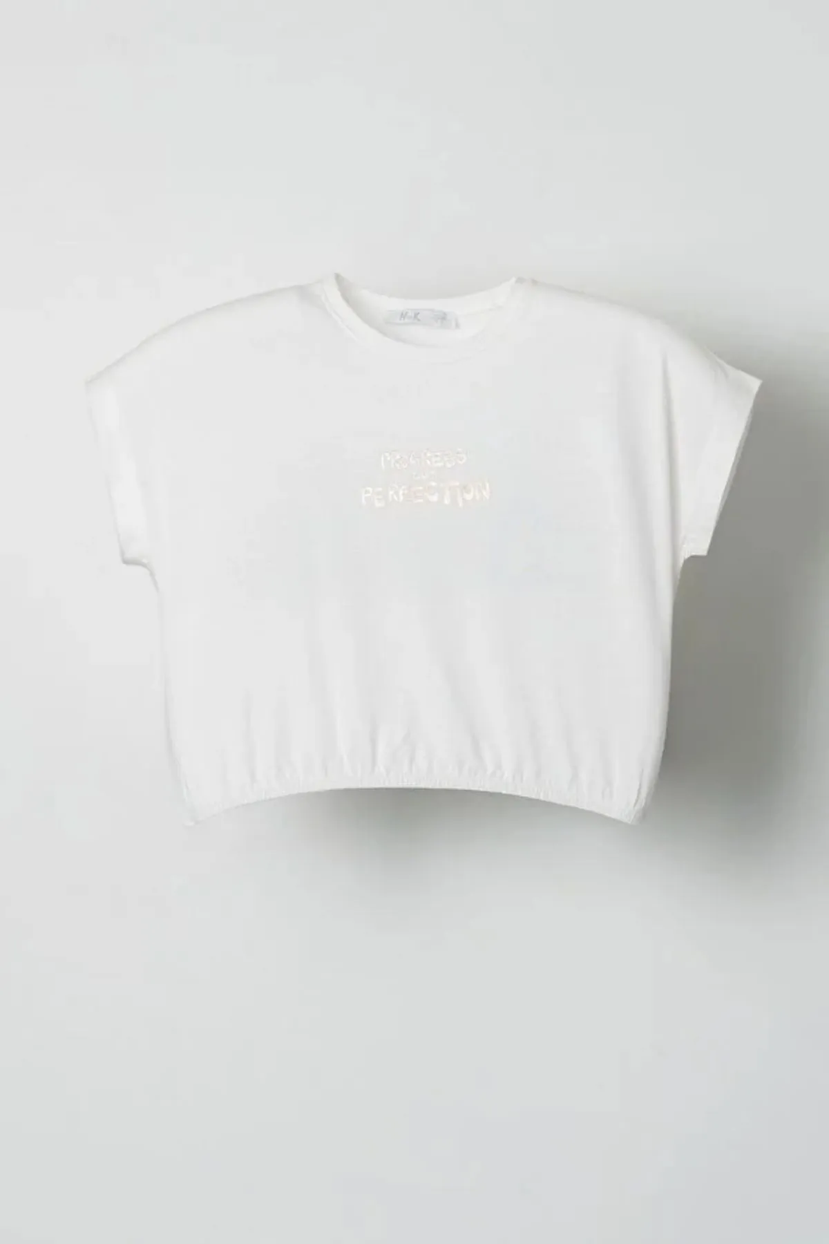 4-8 Yaş Line Whıte Que Kız Çocuk T-Shirt-Ekru