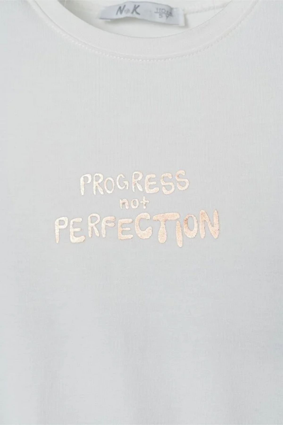 4-8 Yaş Line Whıte Que Kız Çocuk T-Shirt-Ekru