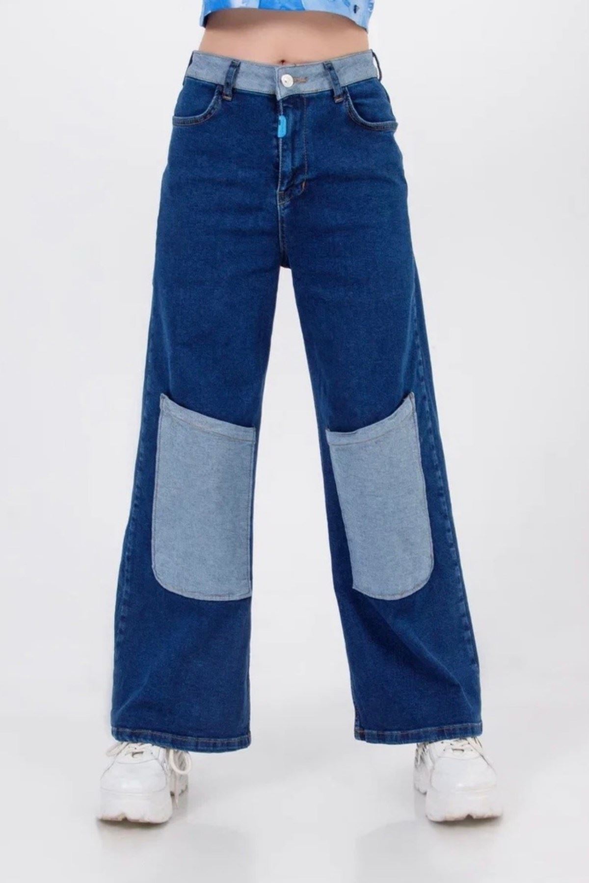 7-15 Yaş Parislora Kız Çocuk Pantolon -Mavi